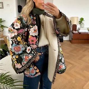 Floral quilted jacket. Size small